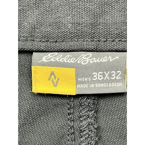 Eddie Bauer Cargo Pants Mens 36x32 Gray Canvas Cotton Flat Front Outdoors Pocket - Picture 4 of 8